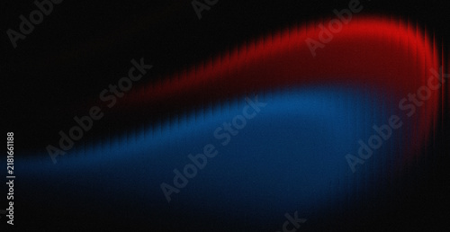Abstract glowing red and blue light waves on a dark black background