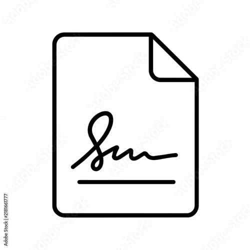 Signature file icon, black glyph vector symbol for web and app interface design