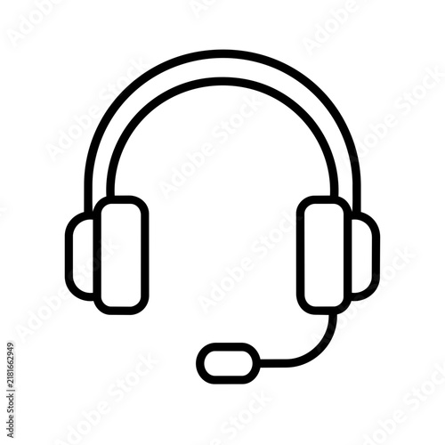 Support headset icon, black glyph vector symbol for web and app interface design