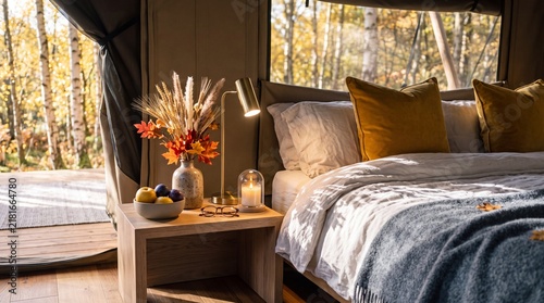Relaxing Autumn Glamping Retreat in Forest Tent