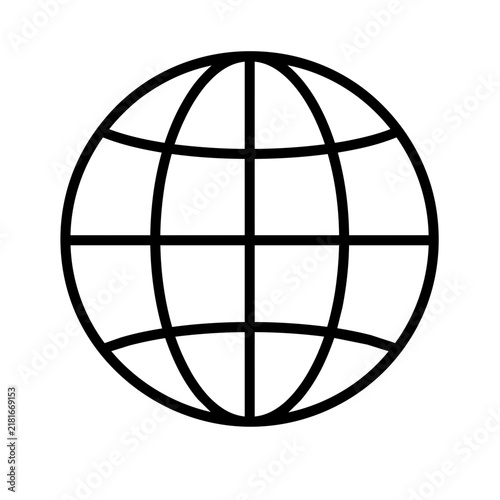 Website globe icon, black glyph vector symbol for web and app interface design