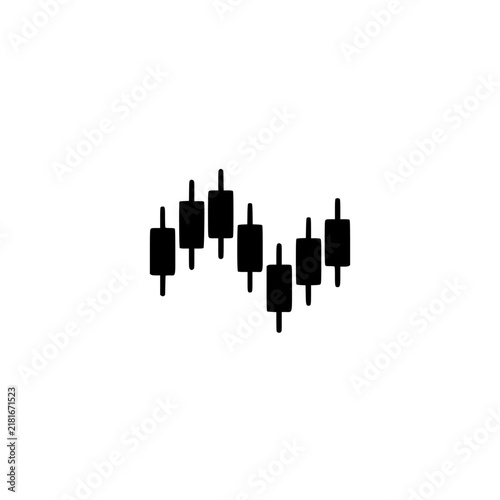 Crypto chart icon. Solid black glyph of a candlestick chart for crypto trading.