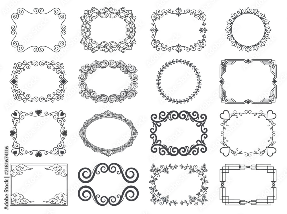 Fototapeta premium Set of 16 Elegant Vintage Decorative Borders and Ornate Frames