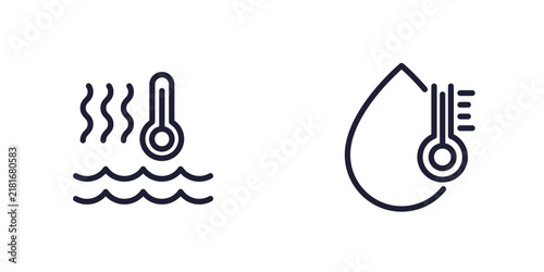 hot water temperature line icons