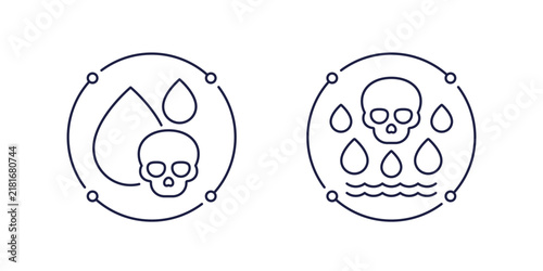 Cuadro en lienzo water pollution icons, toxins and toxic waste line design