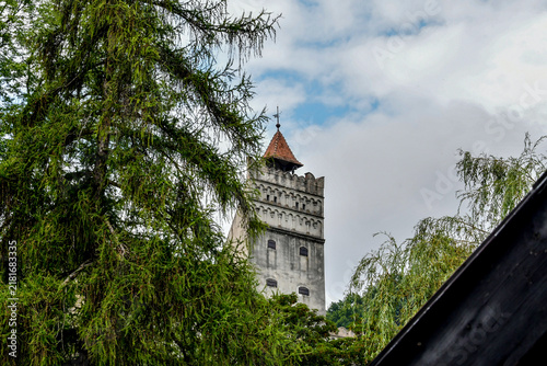 tower of the castle Bran in the Rucar-Bran Pass Romania 