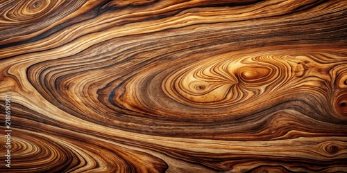 Intricate Wood Grain Texture Swirling Patterns and Rich Hues of Brown and Gold
