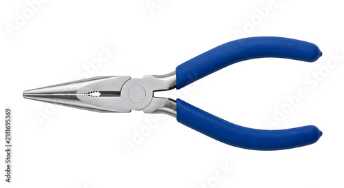 Obraz na płótnie Long needle nose pliers with blue rubber handles
