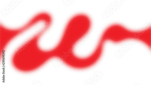 Red Halftone Wave Pattern With An Abstract Dotted Texture In A Fluid Motion Design, Representing Modern Digital Energy And Minimalist Graphic Elements For Creative Visual Communication Projects.