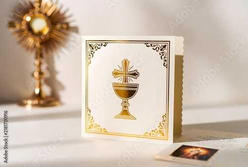 Subject: a Catholic feast day card concept centered on Eucharistic reverence expressed through elega
