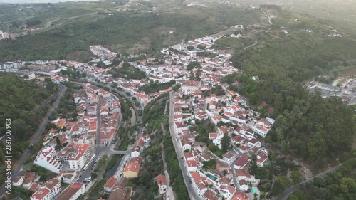 Aerial View of Alenquer Town and Surrounding Countryside in Portugal