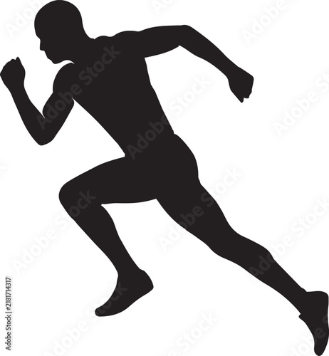 Принти на полотні Dynamic runner silhouette sprinting forward with powerful stride and athletic po