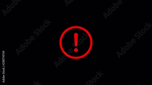 Alert warning sign Exclamation symbol, danger signal icon, Blinking warning triangle animation with alpha channel with transparent background.

