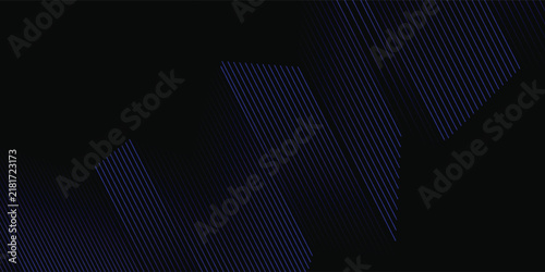 Abstract geometric, blue, lines, pattern, minimalist background with diagonal striped forms, layered shapes, and deep black negative space creating a sleek modern design.