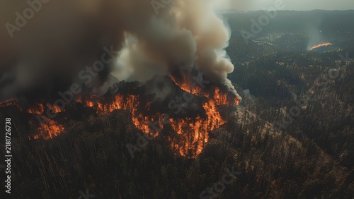 Obraz na płótnie Wildfire Disaster and Environmental Destruction