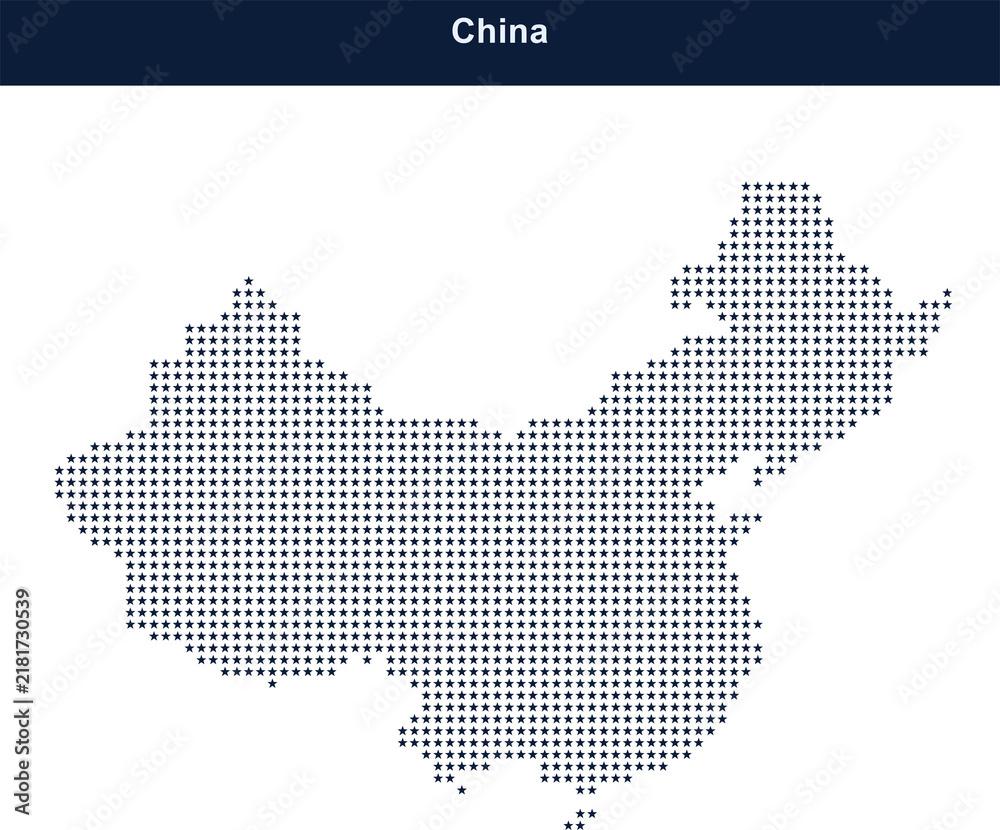 Obraz premium Map of china made of blue plus sign icons on a dark blue background