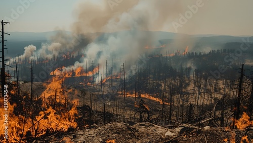 Obraz na płótnie Wildfire Disaster and Environmental Destruction