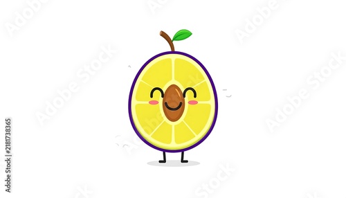 Cartoon Avocado Character With Happy Face.