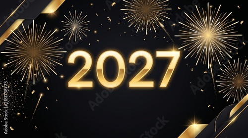 New Year 2027 Fireworks Celebration Background