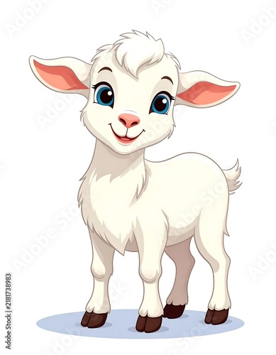 Cute cartoon baby lamb standing.