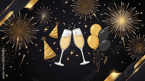 New Year 2027 Party Celebration Vector Set