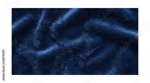 Dark blue velvet fabric texture with soft folds and elegant wavy textile background.