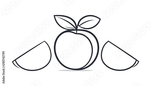 Minimalist Apple and Slices Illustration.