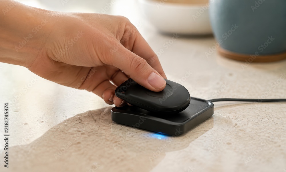 Fototapeta premium Placing a key fob on an activation pad
