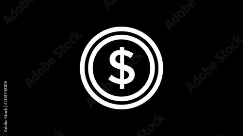 Dollar Coin Financial Currency Money Icon Animation Alpha Channel