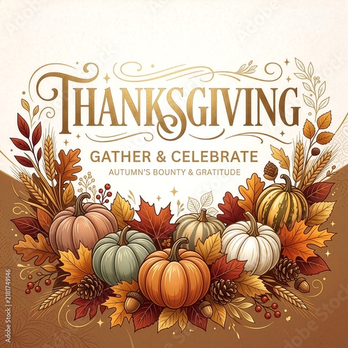 Modern Editorial Thanksgiving Typography Illustration