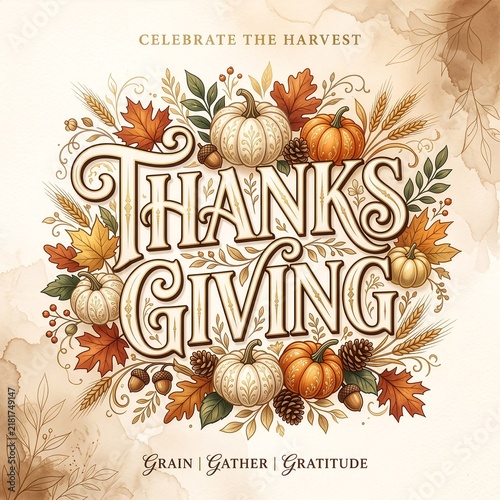 Modern Editorial Thanksgiving Typography Illustration