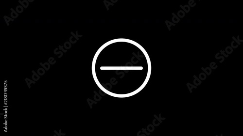 Minus Circle Icon Scale Reveal Animation Alpha Channel For Remove Action Graphic