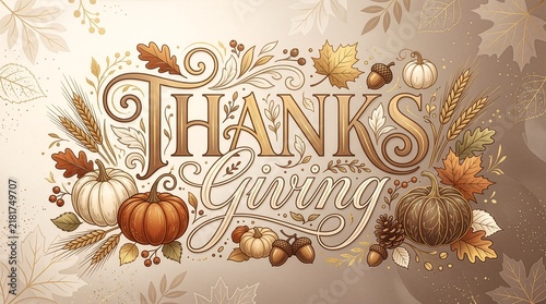 Modern Editorial Thanksgiving Typography Illustration