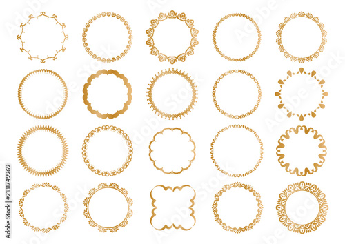 Decorative frame collection with elegant golden ornaments and vintage floral details. For invitations, logos, labels, certificates, packaging, and wedding décor, branding and stationery projects.
