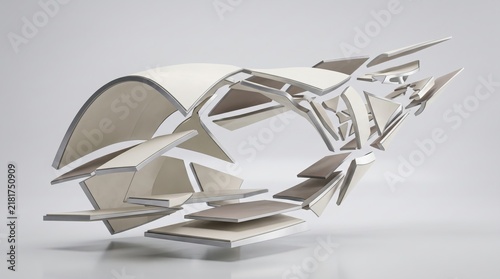 Abstract origami paper airplane design isolated on white background