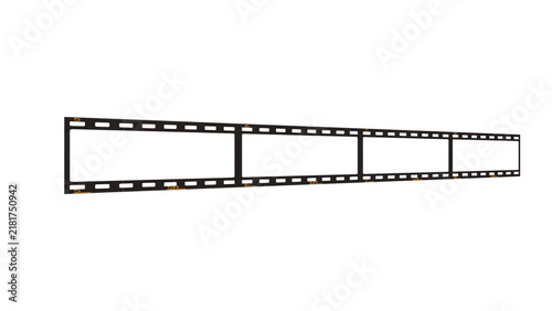 Foto 35mm film strip in receding perspective with blank frames on a transparent backg