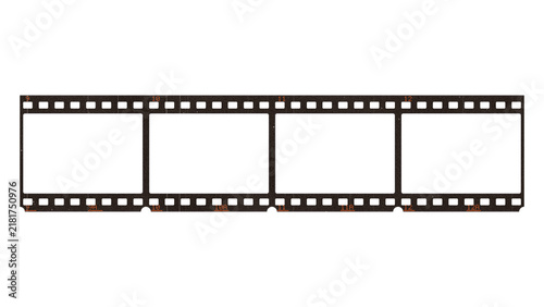 Foto Scratched and dusty 35mm film strip with blank frames on a transparent backgroun