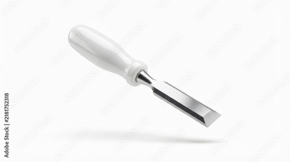 Fototapeta premium Professional woodworking wood chisel with white ergonomic handle floating