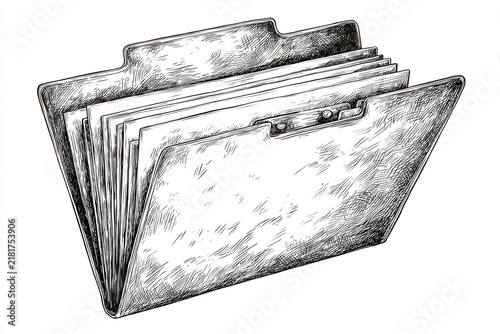 File folder with documents in sketch style