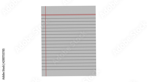 Cuadro en lienzo Lined notebook paper sheet with red margin