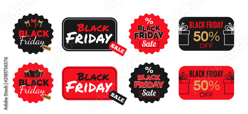 black friday sticker tags badges design set vector illustration
