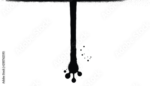 Foto Vertical black ink stream and droplet splash against white background