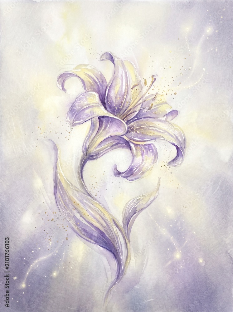 Fototapeta premium Sempiternal Lily Botanical Illustration