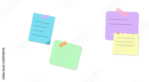 Canvastavla Colorful sticky notes with handwritten text and tape attached on a flat surface