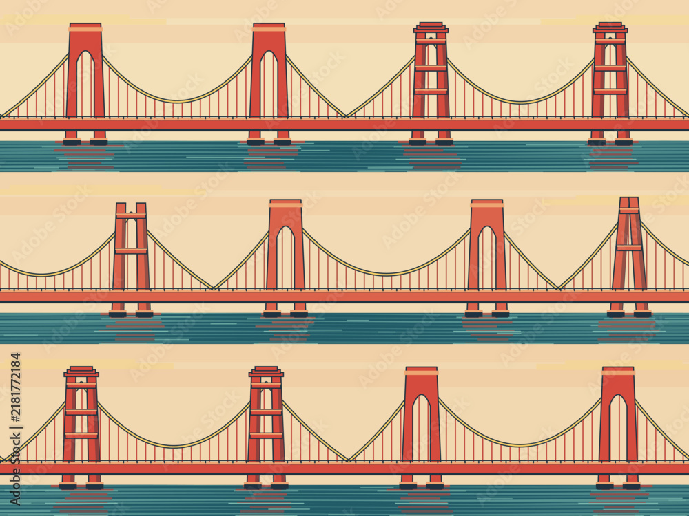Fototapeta premium Architectural Suspension Bridge Print With Sweeping Cables