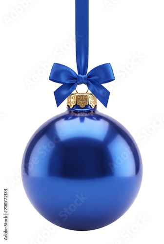 Blue Christmas ornament isolated on transparent background