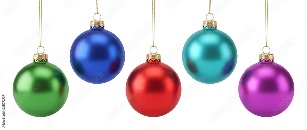 Naklejka premium Colorful Christmas ornaments isolated on transparent background