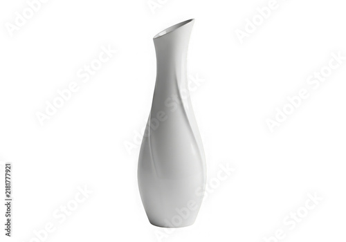 Elegant minimalist white ceramic vase with smooth curved design
