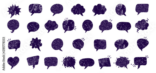 abstract vintage distressed ,hand drawn, speech bubbles and comic dialogue balloons vector collection, vintage distressed speech bubble collection, with grunge comic dialogue. silhouettes.