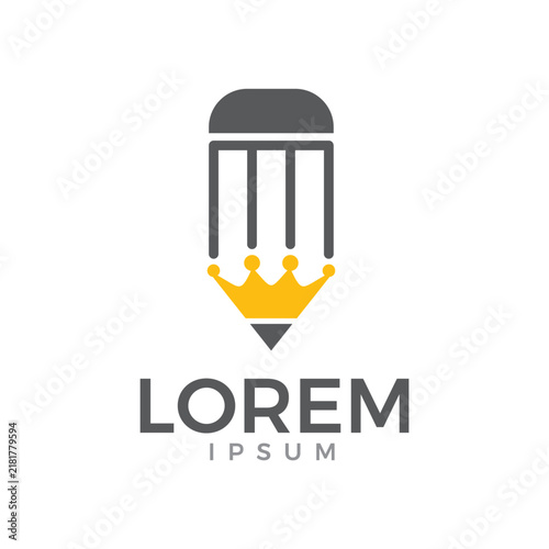 Premium Creative Pencil Crown Logo Design For Branding Writing Education And Editorial Businesses